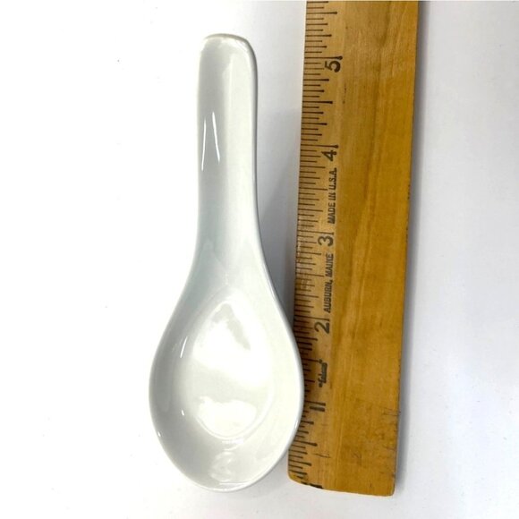 Set Of 12 White Ceramic Soup Spoons - 5.5" Durable Porcelain 79e - Picture 3 of 3